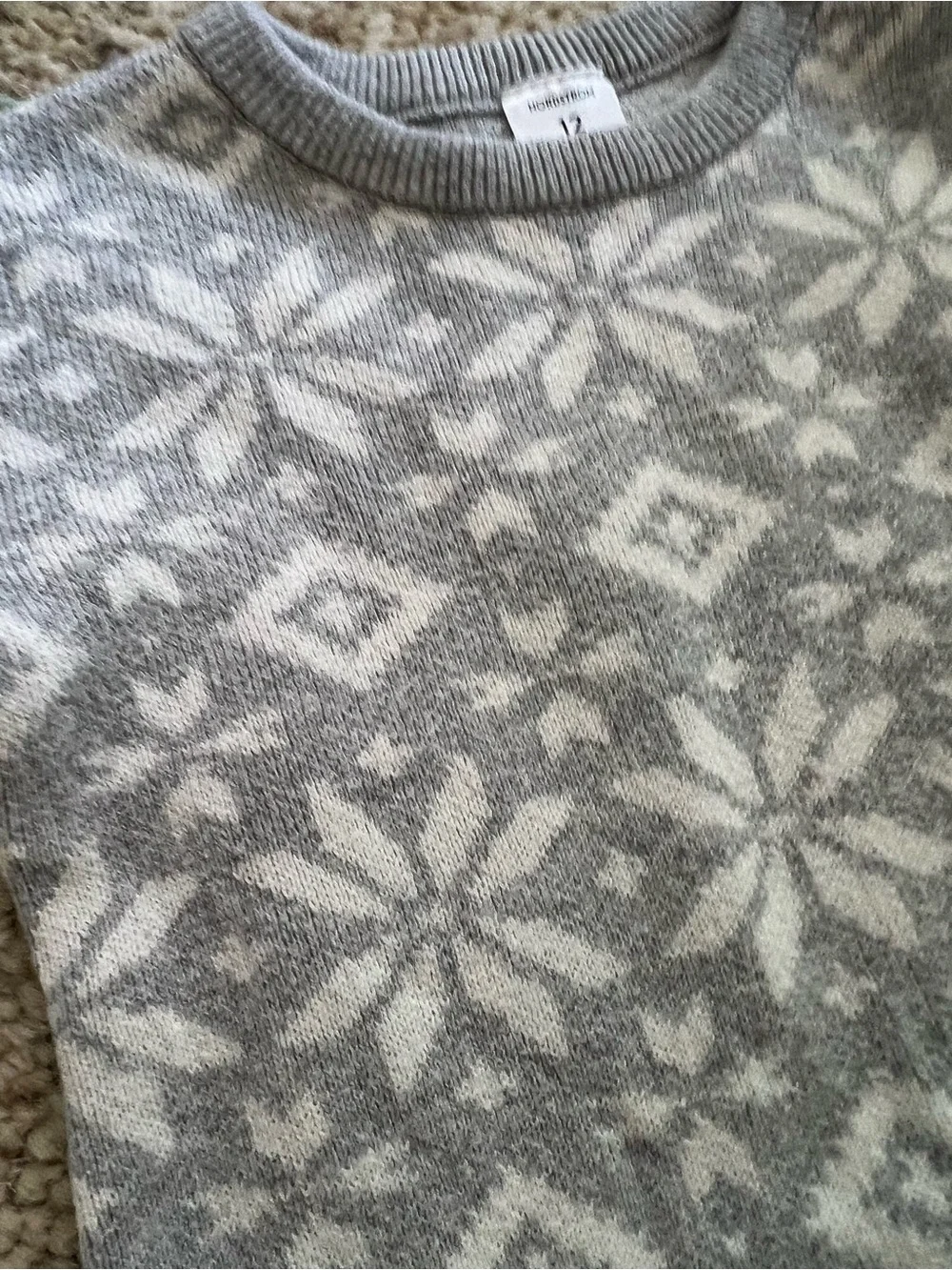 Nordstrom Baby Fair Isle Sweater Knit Romper | 12 Months | Gray Snowflake